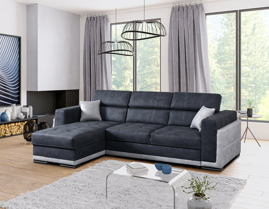 BARI 1 - Modern Corner Sofa with optional Sofa Bed Function and Storage. Various Colours >272x172cm<