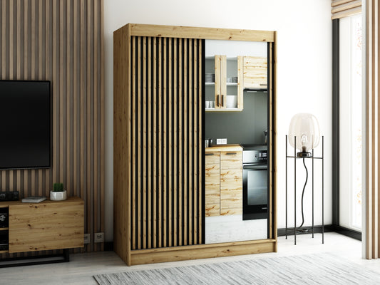 LAMELA 2 - Rustic Wardrobe Sliding Doors Drawers Mirror Optional High Quality >150cm x 200cm<