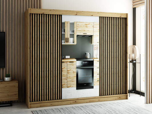 LAMELA 2 - Rustic Wardrobe Sliding Doors Drawers Mirror Optional High Quality >250cm x 200cm< ASSEMBLY INCLUDED
