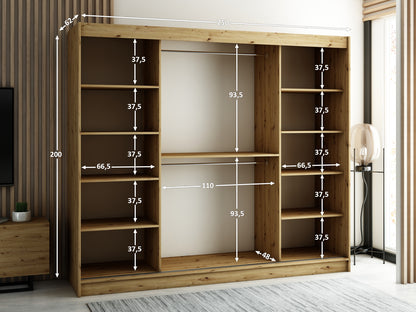 LAMELA 2 - Rustic Wardrobe Sliding Doors Drawers Mirror Optional High Quality >250cm x 200cm< ASSEMBLY INCLUDED