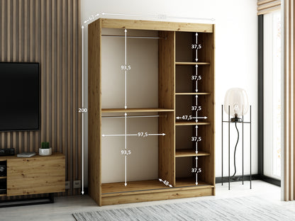 LAMELA 2 - Rustic Wardrobe Sliding Doors Drawers Mirror Optional High Quality >150cm x 200cm<