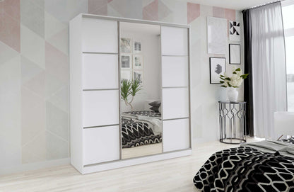 TOP - Sliding Door Wardrobe Shelves Rails Drawers 4 Colours Mirror > 180 cm<