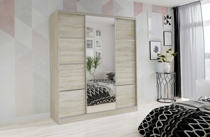 TOP - Sliding Door Wardrobe Shelves Rails Drawers 4 Colours Mirror > 150 cm<