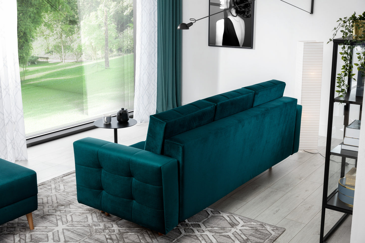 ASGARD - Sofa Bed with Sleeping Function Storage Fabric Many Colours > Width 233 cm <