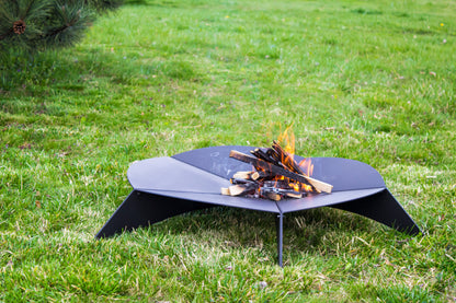 NENU Modern Unico Fireplace Pit Garden Hearth Black Steel Outdoor