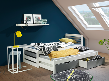 CALVIN - Single Bed with Trundle and Drawers 10 Frame Colours + 10 Insert Colours
