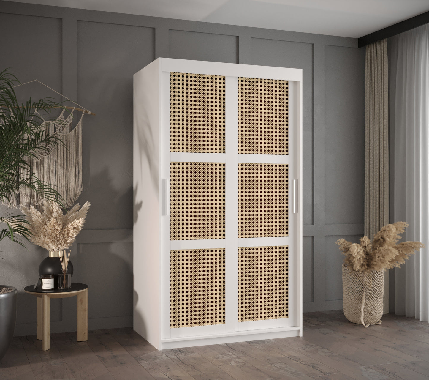 VIENNA- Wardrobe with 2 Sliding Doors Black or White with Shelves, Rails, Drawers Optional > 100cm <