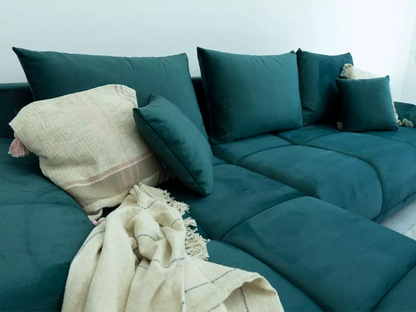 NEBUS - Universal Corner Sofa with Sleeping Function and Storage, Cushions >294 x 184 cm<