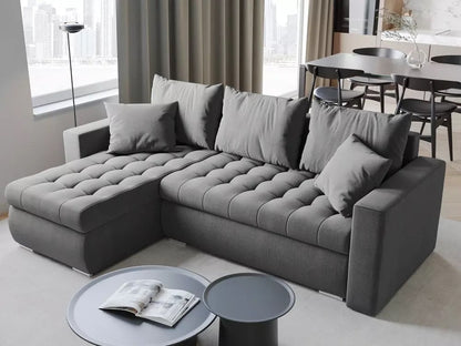 LOUIS - Universal Corner Sofa with Sleeping Function, Storage, Cushions, Velvet Fabric >238 x 148 cm<