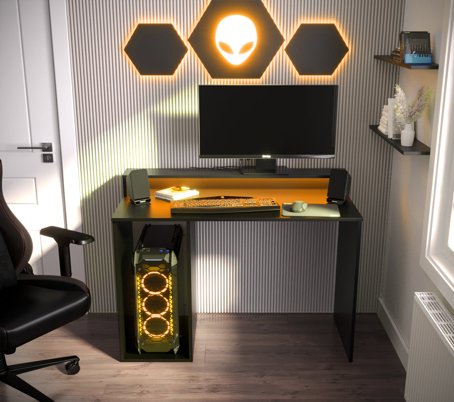 GAMER 2 - DESK FOR GAMERS WITH LED LIGHTS AVAILABLE, BLACK OR WHITE COLOUR