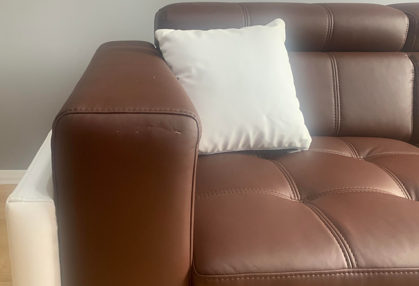 BARI 1 - Modern Corner Sofa Brown with White Right Faux Leather Fast Delivery >272x172cm<