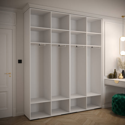 MANHATTAN 1.2 - Wardrobes Closet with Shelves, Metal Rail, Black or White > 200 cm <