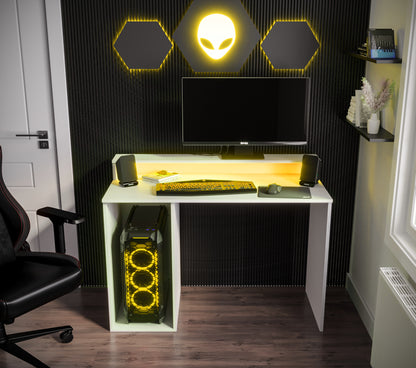 GAMER 2 - DESK FOR GAMERS WITH LED LIGHTS AVAILABLE, BLACK OR WHITE COLOUR