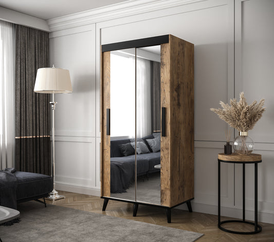 Galicia T3 - Industrial Style Wardrobe Mirrors Shelves Drawers Optional >100 cm x 208 cm<