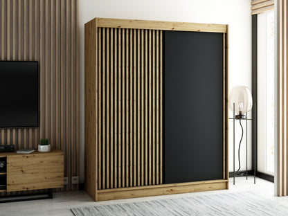 LAMELA - Rustic Wardrobe Sliding Doors Drawers Optional High Quality >180cm x 200cm<