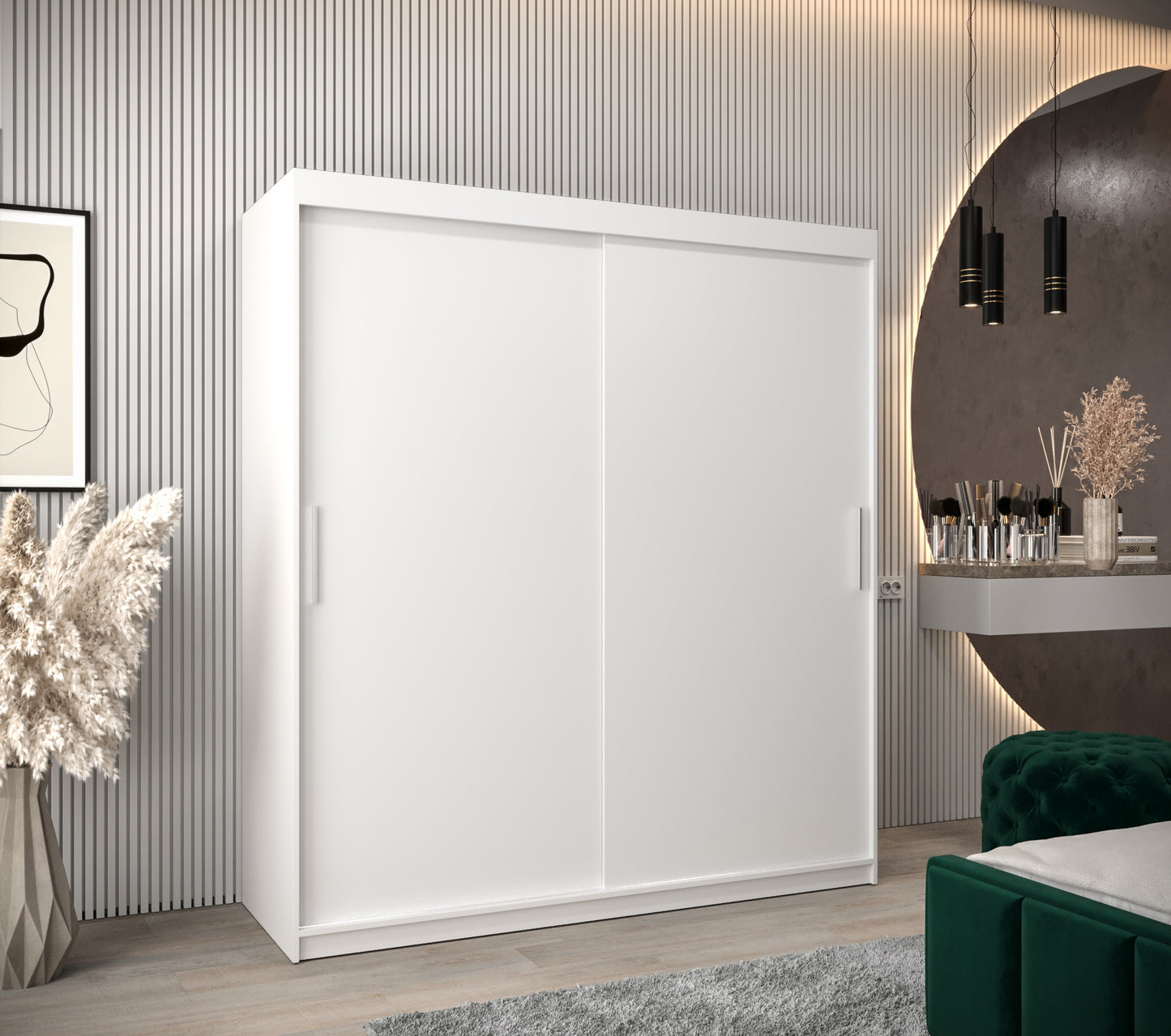 AVA 2.3 - 2 Sliding door wardrobe with LED Lights and the best separator shelf system >180x200m<