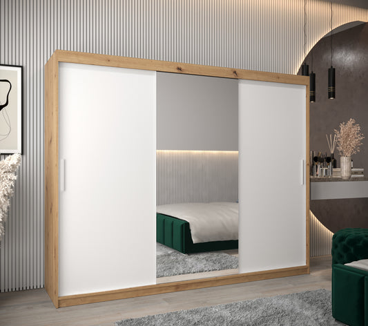 TOKIO 1 - Sliding Door Wardrobe Mirrors Many Colour Combination Shelves Rails Drawers Optional ASSEMBLY INCLUDED >250cm x 200cm<