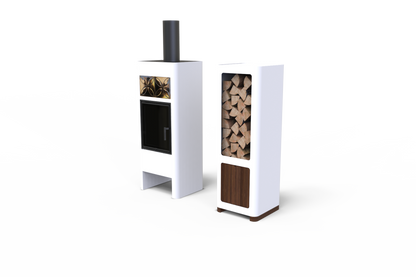 LUNA + BOX Freestanding Fireplace -  Minimalist Form and High Efficiency, 2 Colours