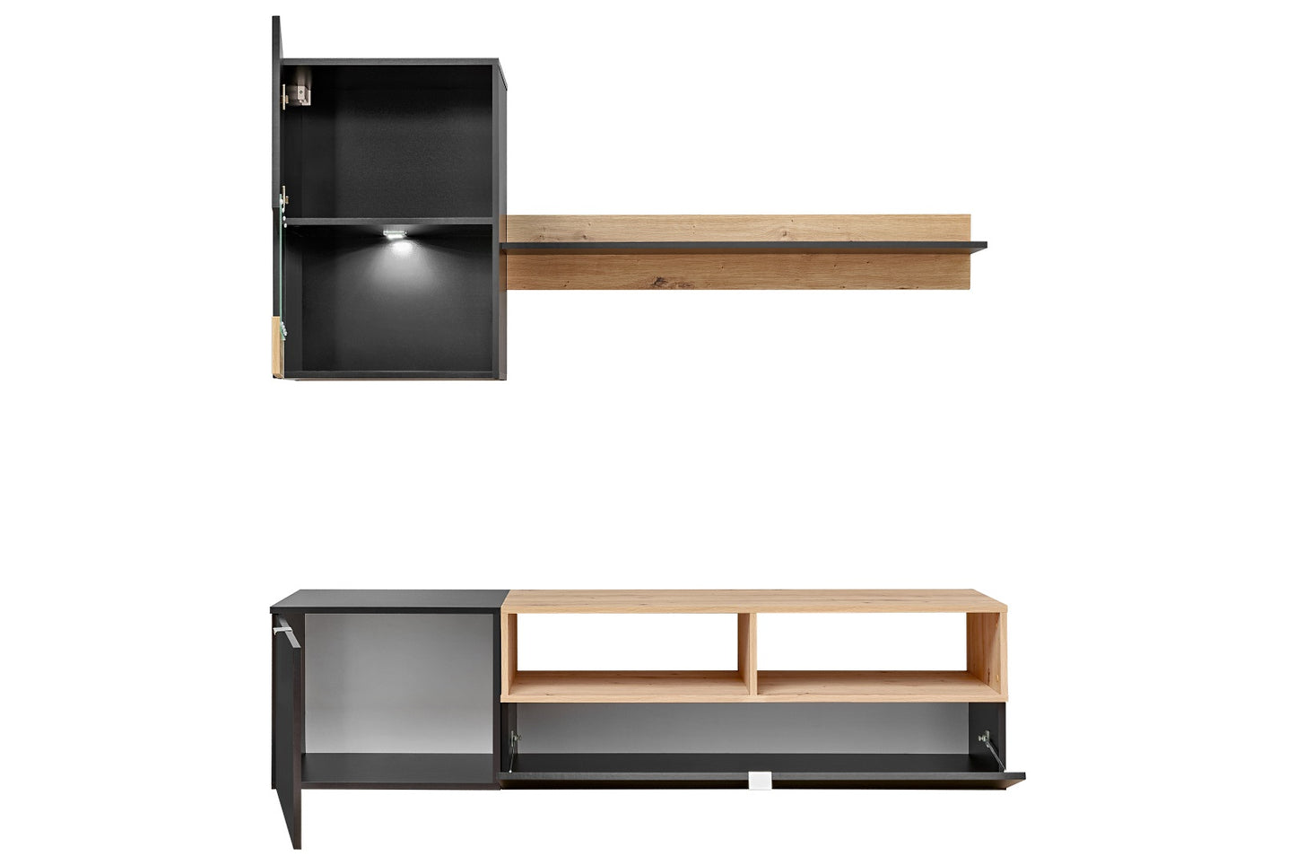 MINI - Wall Unit Modern Design Suitable for Small Rooms, with White LED Light >175 cm x 195 cm< FAST DELIVERY