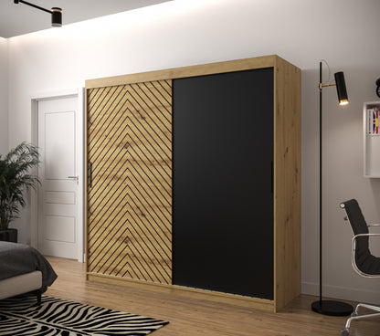 YODA - Wardrobe Sliding Doors Herringbone Pattern 6 Colour Combinations Drawers Optional >200cm x 200cm<