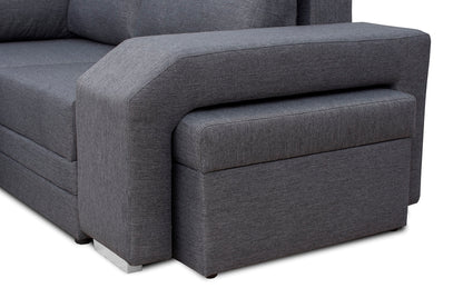 ALEAH - Functional and modern corner sofa bed with FOOTSTOOL, drawer and pull out bed