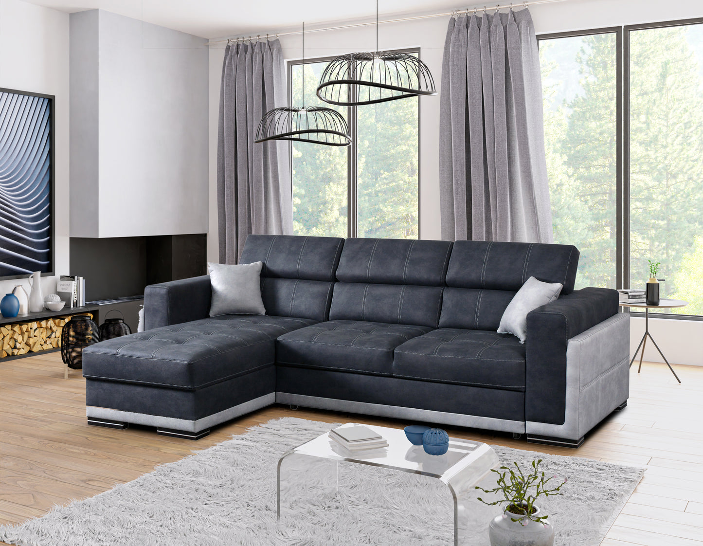 BARI 1 - Modern Corner Sofa with optional Sofa Bed Function and Storage. Various Colours >272x172cm<