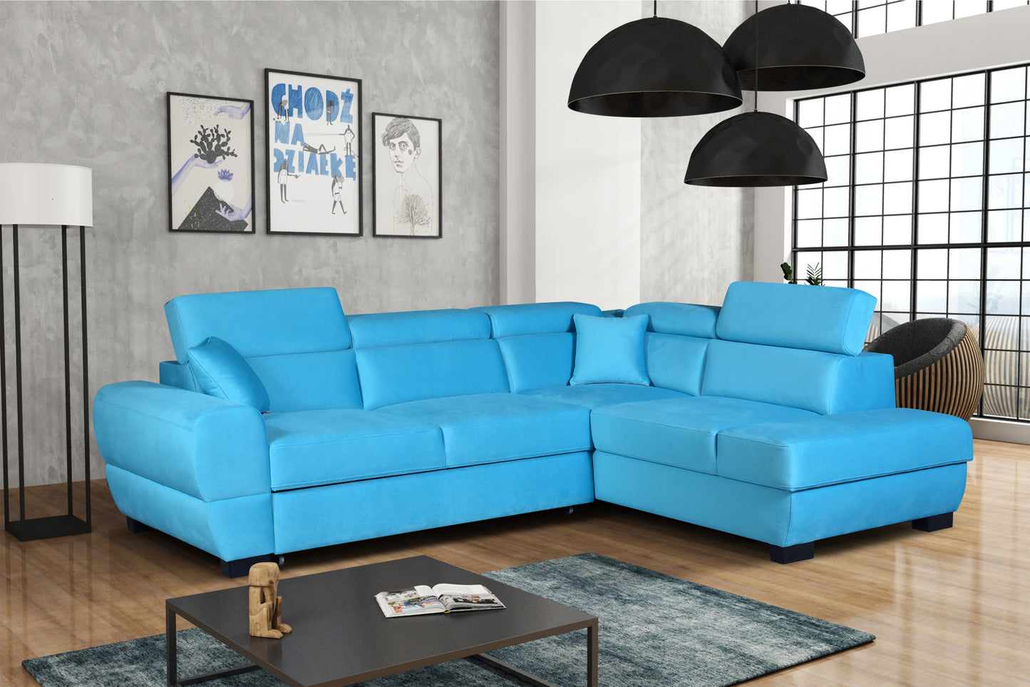 BAILE 2R - Modern Corner Sofa with Storage and Sleeping Function optional >273x210cm<