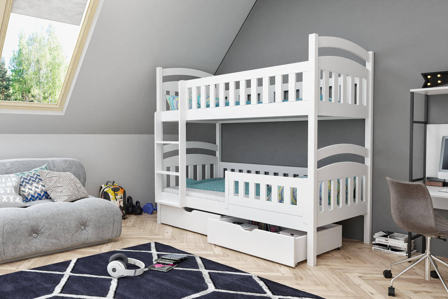DONALD II - Perfect Bunk Bed with 2 Drawers, Various Colours