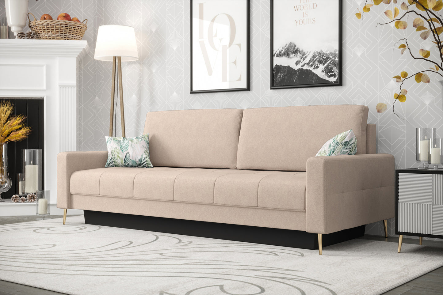 PIANO DL - 2 Seater Sofa with Sleeping Function, Various Colours, Modern Looking >225cm<