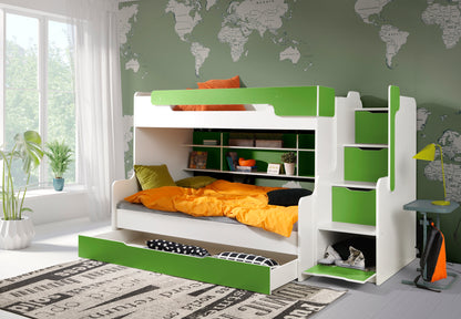 HENRY - Modern Design and Functional Triple Bunk Bed, Stairs, Storage - 6 Colours