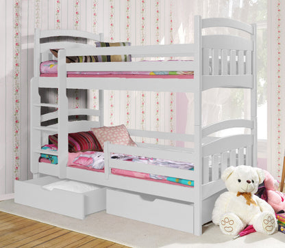 JAC II - Classic wooden bunk bed for children with drawers