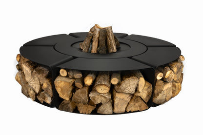 LOOP Modern Unico Fireplace Pit Garden Hearth Black Steel Outdoor 200cm or 250cm