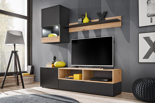 MINI - Wall Unit Modern Design Suitable for Small Rooms, with White LED Light >175 cm x 195 cm< FAST DELIVERY