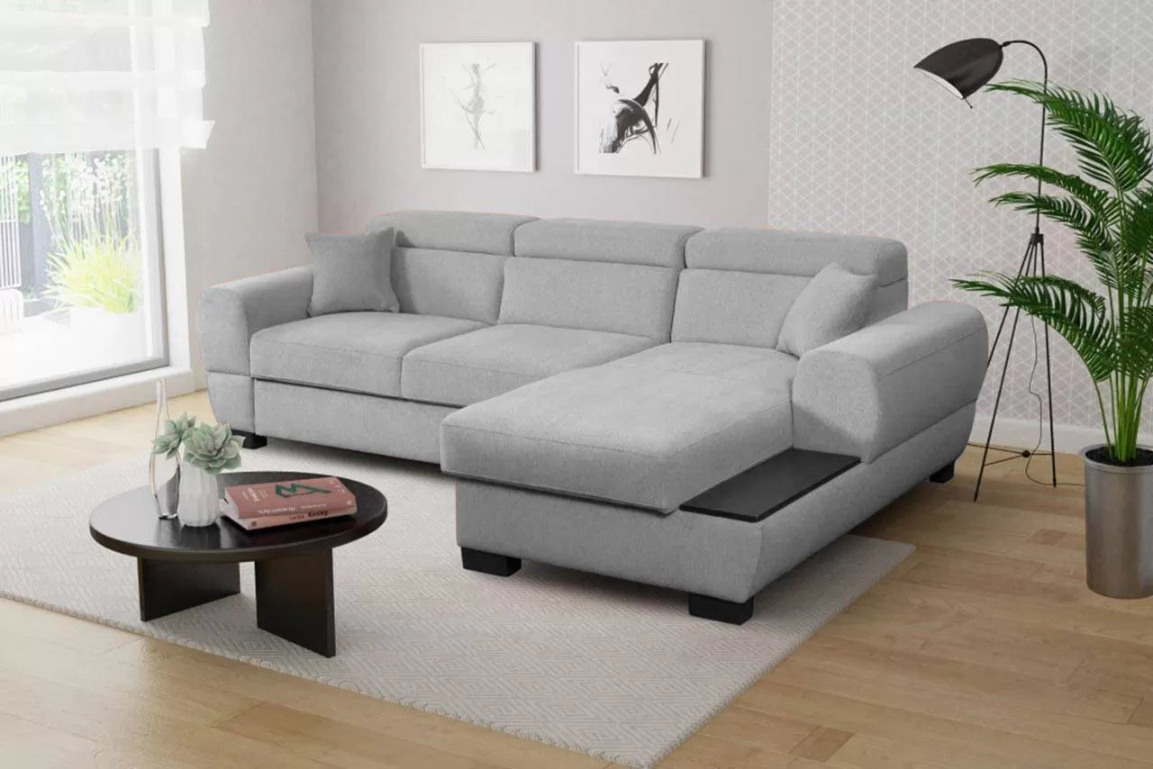 BAILE 1R - Modern Corner Sofa with Storage and Sleeping Function optional >274x172cm<