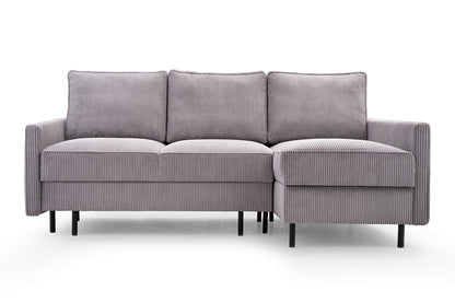 RUBEN - Corner Sofa with Sleeping Function, 2 Bedding Containers, Metal Legs >220cm x 137 cm<