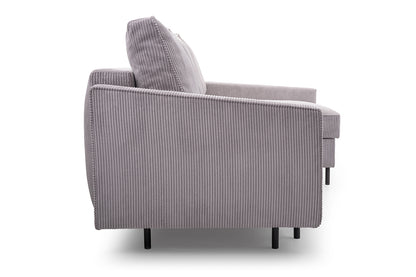 RUBEN - Corner Sofa with Sleeping Function, 2 Bedding Containers, Metal Legs >220cm x 137 cm<
