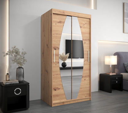ECLIPTO - Wardrobe Sliding Doors Mirrors Colour Combinations Drawers Optional >100cm x 200cm<
