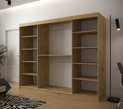 YODA - Wardrobe Sliding Doors Herringbone Pattern 6 Colour Combinations Drawers Optional ASSEMBLY INCLUDED >250cm x 200cm<