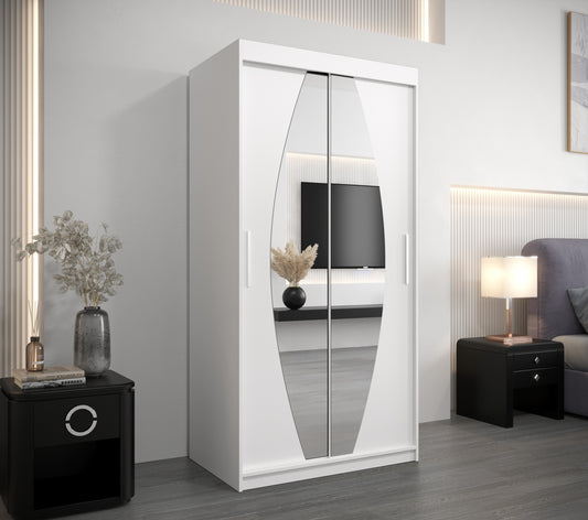 ECLIPTO - Wardrobe Sliding Doors Mirrors Colour Combinations Drawers Optional >100cm x 200cm<
