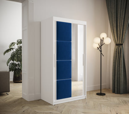TAPPY - Wardrobe Mirror 2 Colours 7 Colours Upholstered Front Panels Drawers Optional >100cm x 200cm<