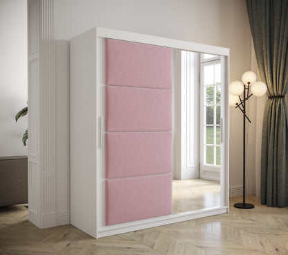 TAPPY - Wardrobe Mirror 2 Colours 7 Colours Upholstered Front Panels Drawers Optional >180cm x 200cm<