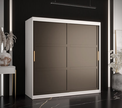 RAMIRA 1 - Wardrobe Sliding Door in Black or White Combinations, Shelves, Rails, Drawer optional >180cm<