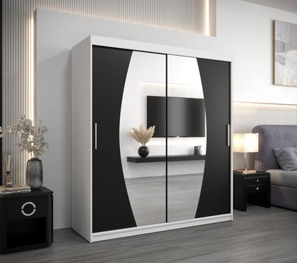 ECLIPTO - Wardrobe Sliding Doors Mirrors Colour Combinations Drawers Optional >180cm x 200cm<