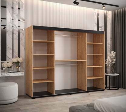 BERMUDA V4 - Rustic Wardrobe Sliding Doors Mirrors Drawers Optional High Quality >250,5cm x 195cm< ASSEMBLY INCLUDED