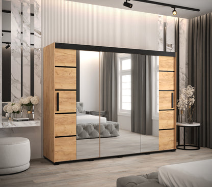 BERMUDA V4 - Rustic Wardrobe Sliding Doors Mirrors Drawers Optional High Quality >250,5cm x 195cm< ASSEMBLY INCLUDED