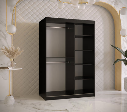 RAMIRA 1 - Wardrobe Sliding Door in Black or White Combinations, Shelves, Rails, Drawer optional >120cm<
