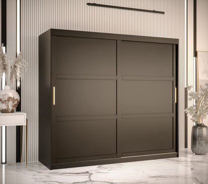 RAMIRA 1 - Wardrobe Sliding Door in Black or White Combinations, Shelves, Rails, Drawer optional >200cm<