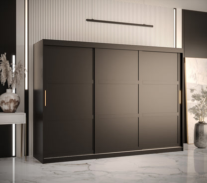 RAMIRA 1 - Wardrobe Sliding Door in Black or White Combinations, Shelves, Rails, Drawer Optional, ASSEMBLY SERVICE INCLUDED >250cm<