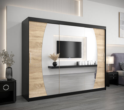 ECLIPTO - Wardrobe Sliding Doors Mirrors Colour Combinations Drawers Optional >250cm x 200cm< ASSEMBLY INCLUDED