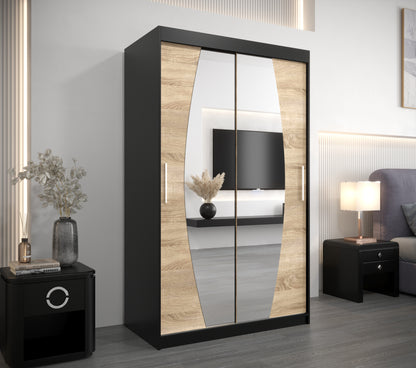 ECLIPTO - Wardrobe Sliding Doors Mirrors Colour Combinations Drawers Optional >120cm x 200cm<